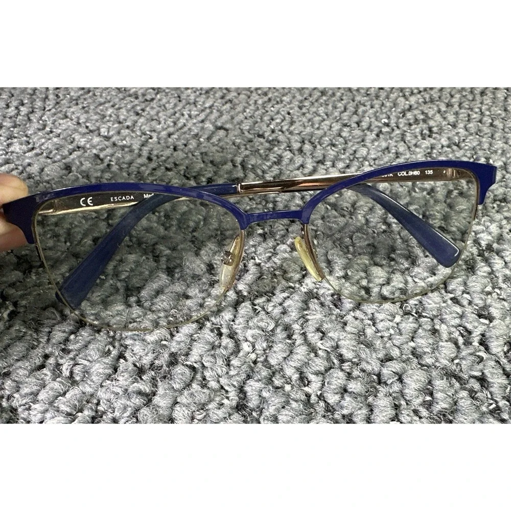 Escada Eyeglasses FRAME ONLY VESB01K 0H60 Blue/Gold 52-18-135‎ Metal